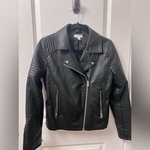 Topshop Rosa Black faux Leather Jacket